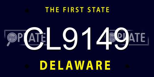 CL9149 Delaware License Plate