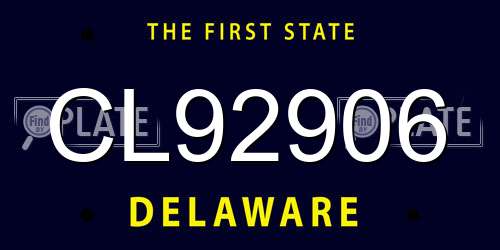 CL92906 Delaware License Plate
