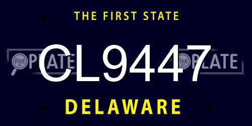 CL9447 Delaware License Plate
