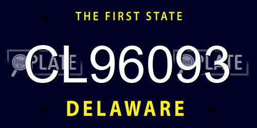 CL96093 Delaware License Plate