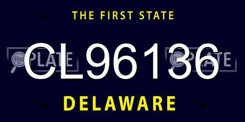 CL96136 Delaware License Plate