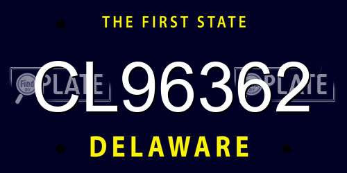 CL96362 Delaware License Plate