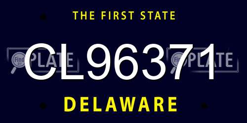 CL96371 Delaware License Plate