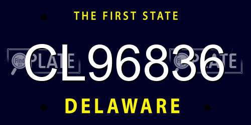 CL96836 Delaware License Plate