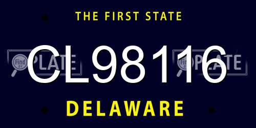 CL98116 Delaware License Plate