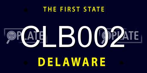 CLB002 Delaware License Plate