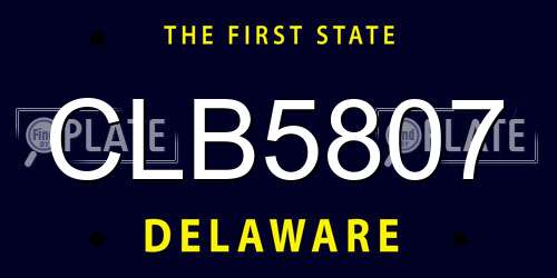 CLB5807 Delaware License Plate