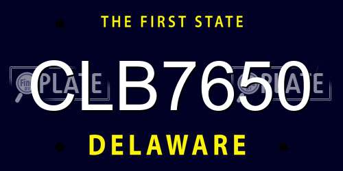 CLB7650 Delaware License Plate