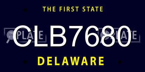 CLB7680 Delaware License Plate
