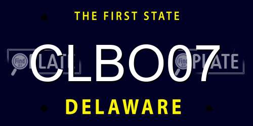 CLBO07 Delaware License Plate