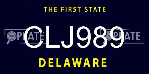 CLJ989 Delaware License Plate