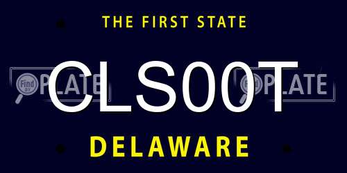 CLS00T Delaware License Plate