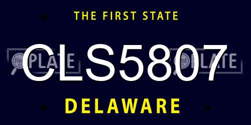 CLS5807 Delaware License Plate