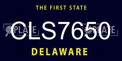 CLS7650 Delaware License Plate