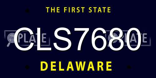 CLS7680 Delaware License Plate