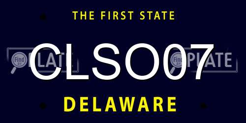 CLSO07 Delaware License Plate