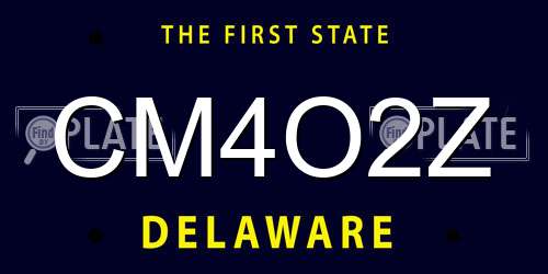 CM4O2Z Delaware License Plate
