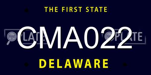 CMA022 Delaware License Plate
