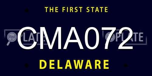CMA072 Delaware License Plate