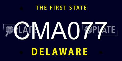 CMA077 Delaware License Plate