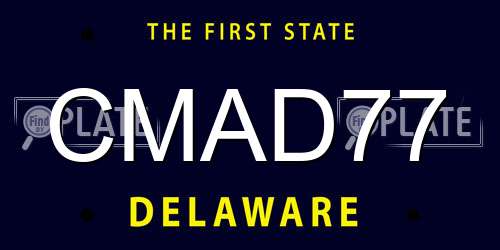 CMAD77 Delaware License Plate
