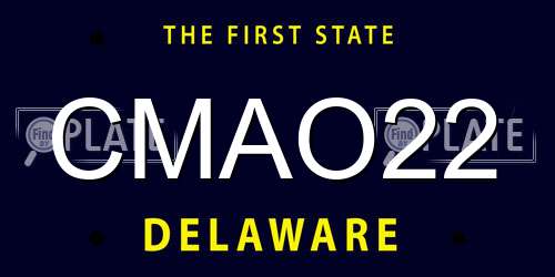 CMAO22 Delaware License Plate