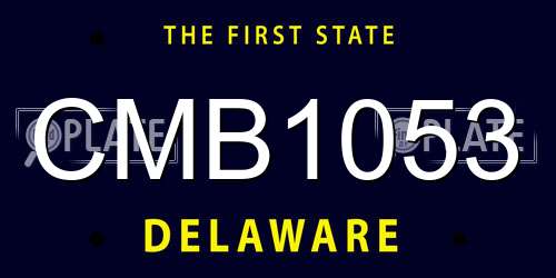 CMB1053 Delaware License Plate