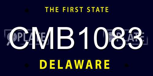 CMB1083 Delaware License Plate