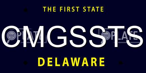 CMGSSTS Delaware License Plate