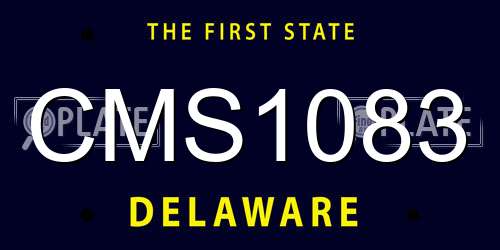 CMS1083 Delaware License Plate