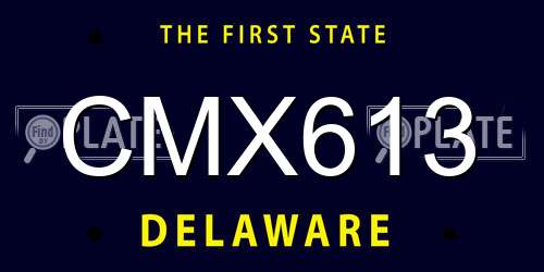 CMX613 Delaware License Plate