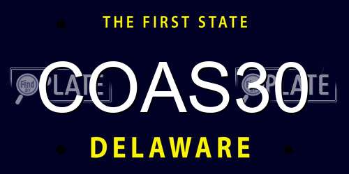 COAS30 Delaware License Plate