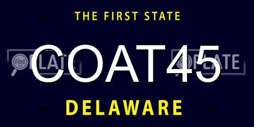 COAT45 Delaware License Plate