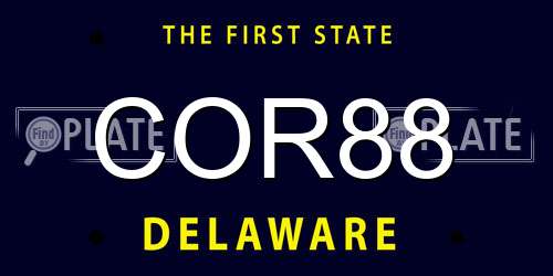 COR88 Delaware License Plate