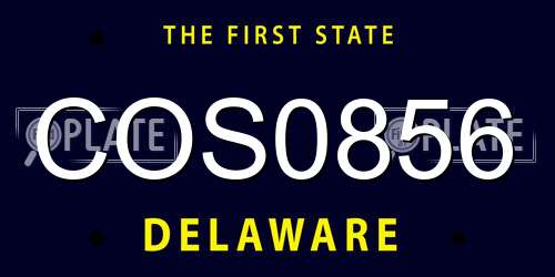 COS0856 Delaware License Plate