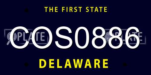 COS0886 Delaware License Plate