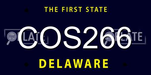 COS266 Delaware License Plate