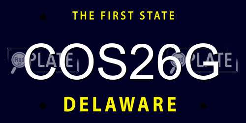 COS26G Delaware License Plate