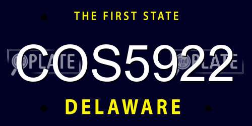 COS5922 Delaware License Plate