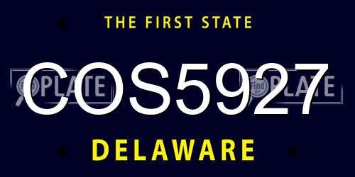 COS5927 Delaware License Plate