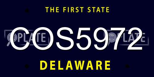 COS5972 Delaware License Plate