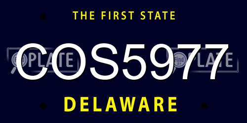 COS5977 Delaware License Plate