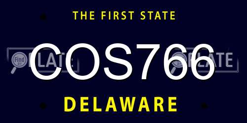COS766 Delaware License Plate