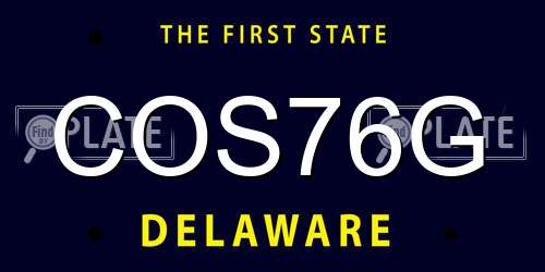 COS76G Delaware License Plate
