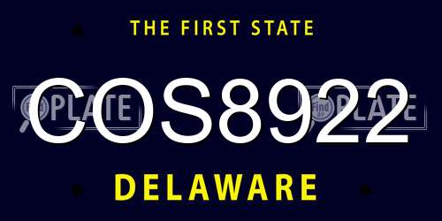 COS8922 Delaware License Plate