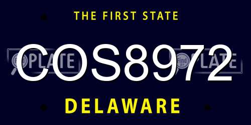 COS8972 Delaware License Plate