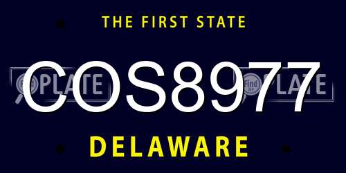 COS8977 Delaware License Plate