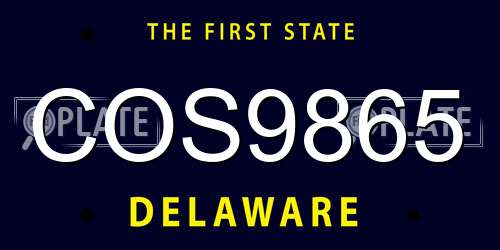COS9865 Delaware License Plate