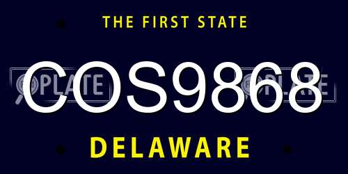 COS9868 Delaware License Plate