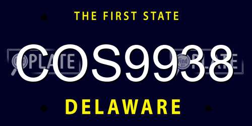 COS9938 Delaware License Plate